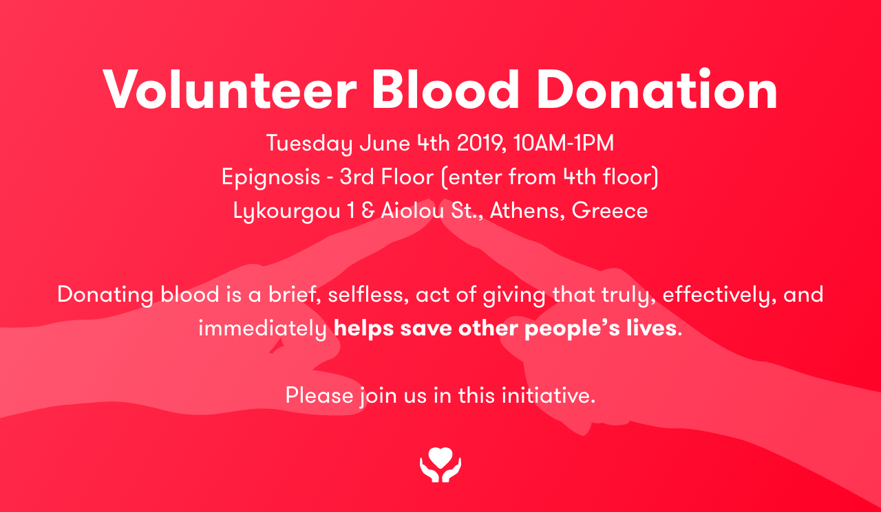 Blood donation @ Epignosis: To give blood is to give life